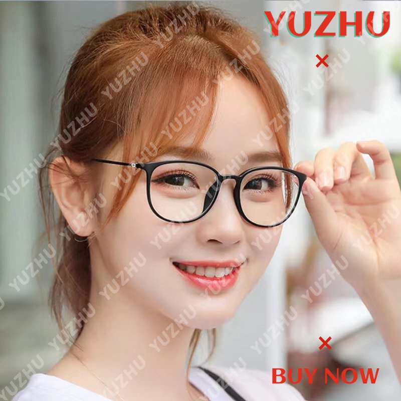 (YUZHU) Vintage Fashion Bingkai Persegi Panjang Anti Cahaya Biru Kacamata Lady TR90 Red Frame Eyeglasses Wanita