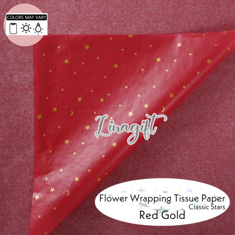 ( 5 Lembar ) CLASSIC STARS - FLOWER WRAPPING TISSUE PAPER / KERTAS TISU / BUKET BUNGA / KERTAS BUNGA