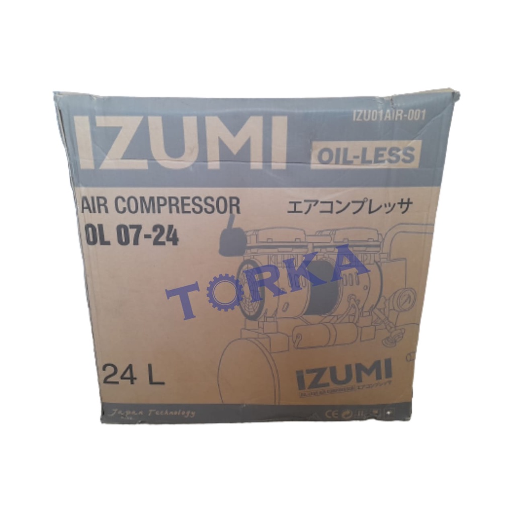 Compressor Oiless IZUMI OL 07-24 3/4HP Kompresor Angin Listrik 24Liter