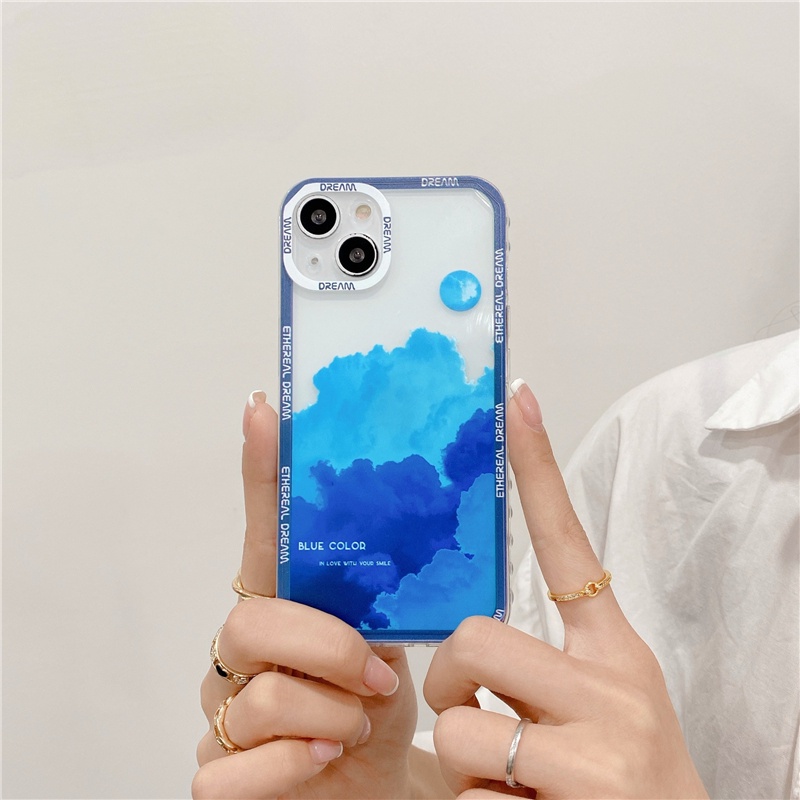 IPHONE Casing Ponsel Motif Awan Hutan Gunung Bening Untuk Iphone7 8 Plus11 12 13 Pro Max X XS Max XR SE2020 Cover Case Transparan