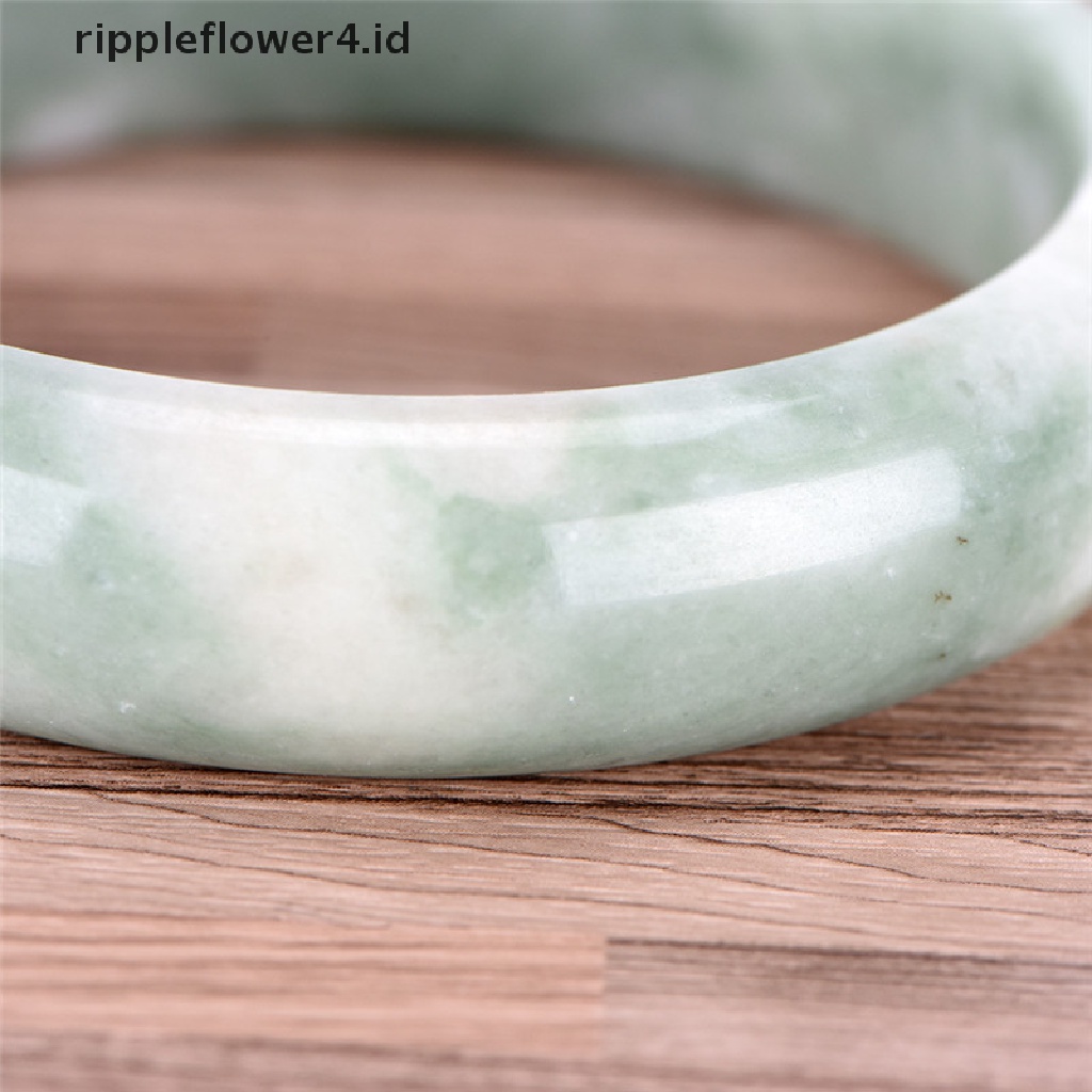 {rippleflower4.id} Gelang Bangle Permata Giok Hijau Alami Elegan Asli Handmade Perhiasan Fashion~