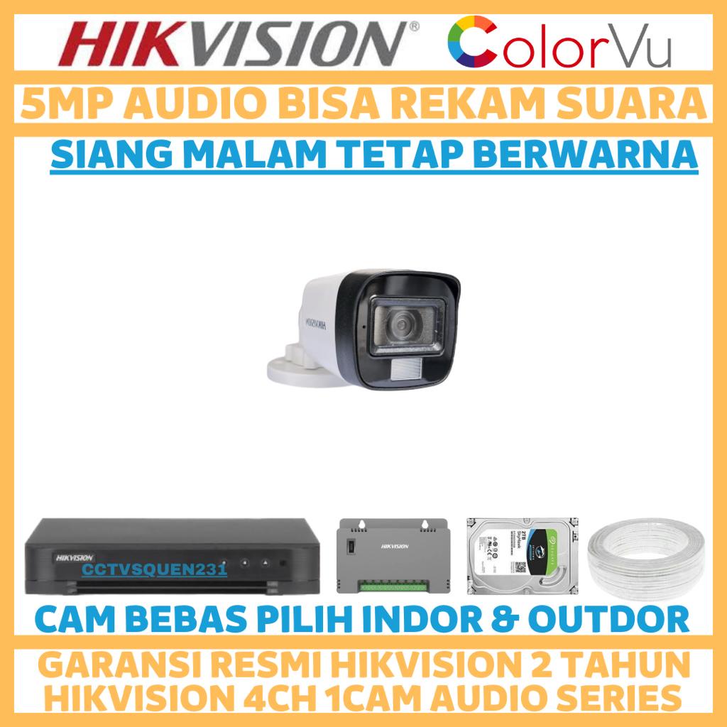 PAKET CCTV HIKVISION COLORVU 5MP 4 CHANNEL 1 CAMERA COLORFULL TURBO HD