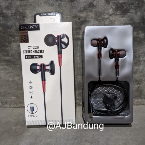 Promo Stereo Headset Sony CT-228 Colokan Type C Handsfree Tipe C With Mic Murah
