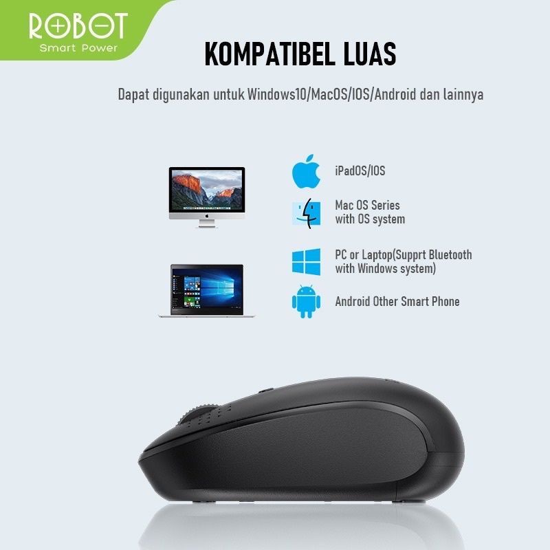 Robot Mouse M360 Mouse USB 2.4G Wireless &amp; Bluetooth 5.0 Dual Mode Connection Wireless Silent Click 18000 DPI Garansi Original Resmi