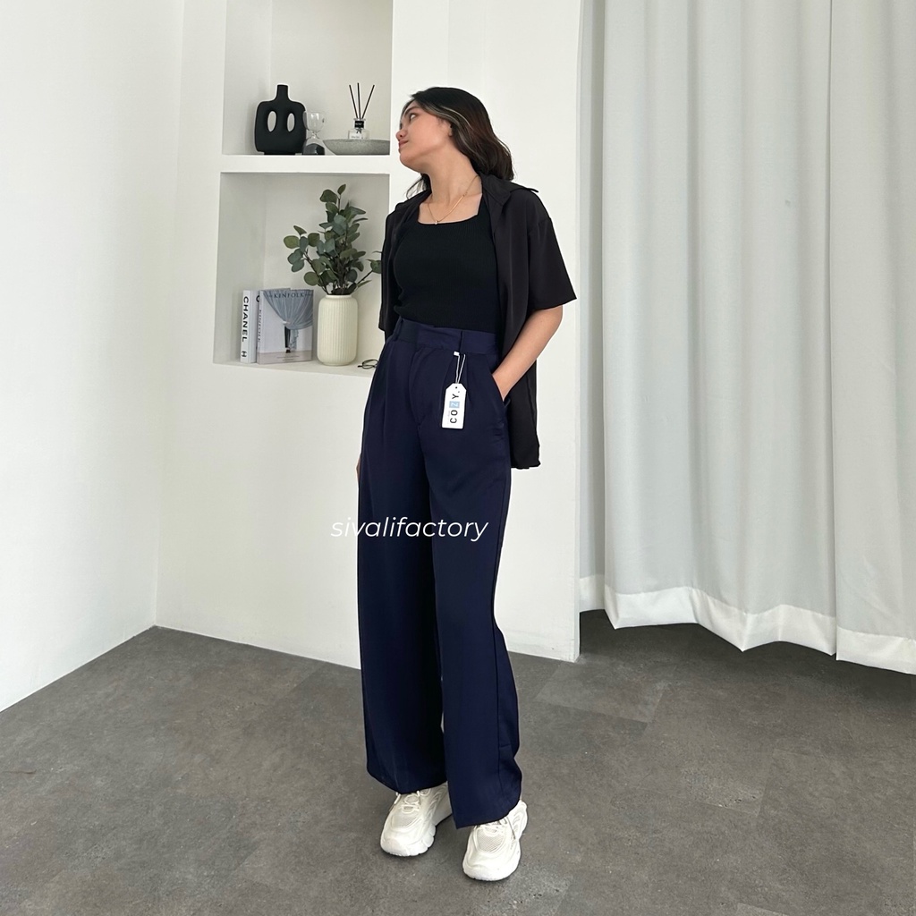 SIVALI Loose Pants Trousers Wanita - Celana Anti Kusut - Celana Kulot Wanita - Celana Kantor Formal/Casual 118