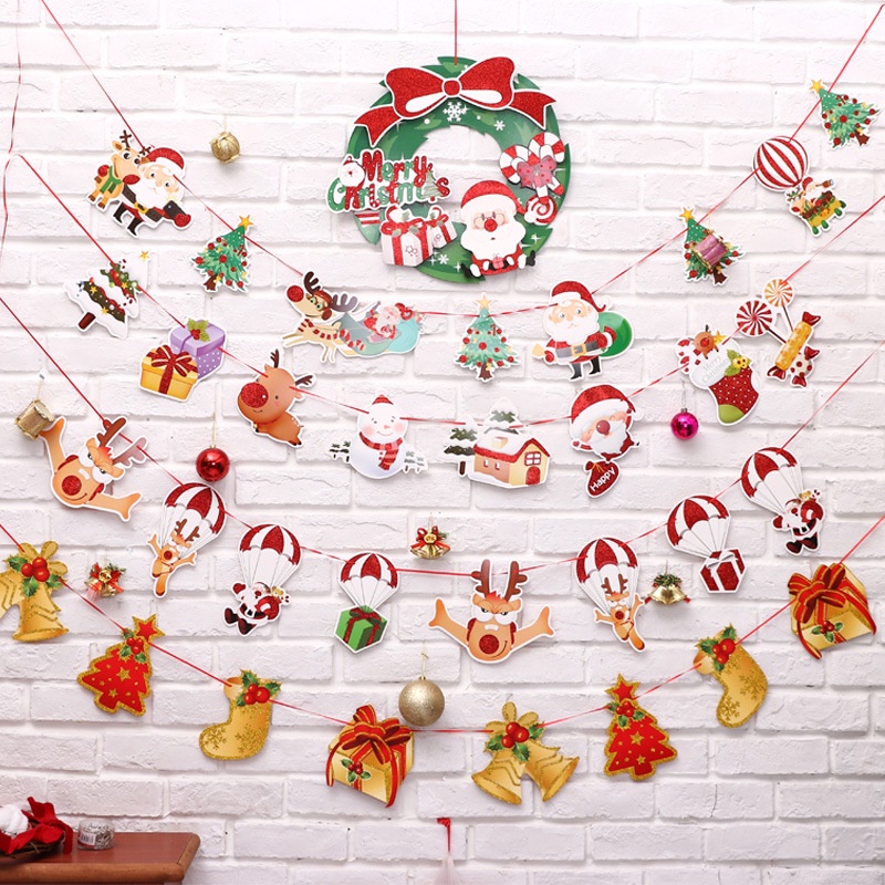Khatinstore Gantungan Banner Natal Motif / Banner Tulisan Merry Christmas - GBN01