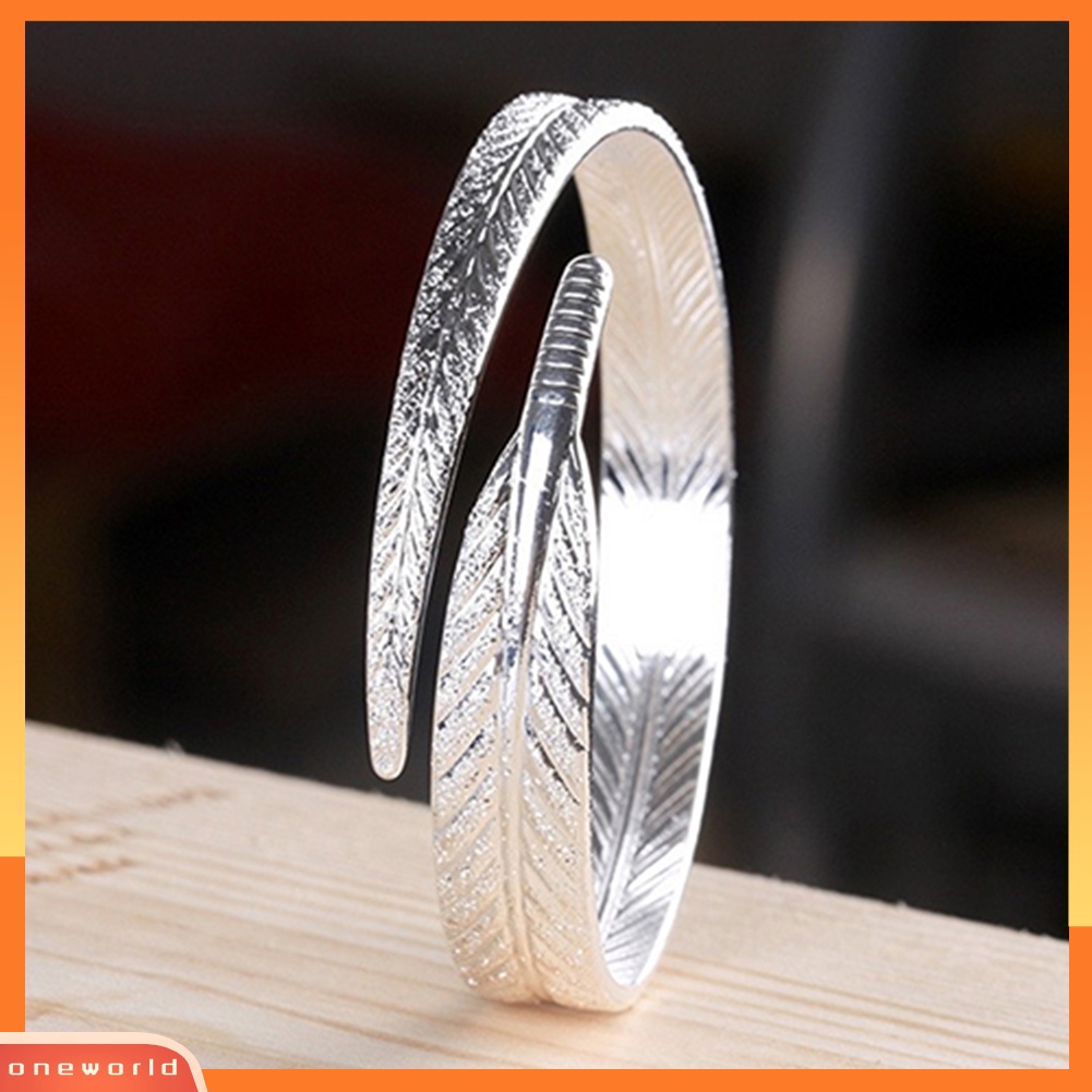 [WONE] Gelang Manset Bulu Berlapis Perak Antik Wanita Pembukaan Yang Dapat Disesuaikan Bangle Perhiasan