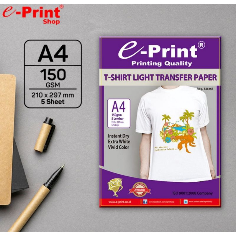 Kertas Foto E-Print T-Shirt Light Transfer Paper  A4 150Gr@5