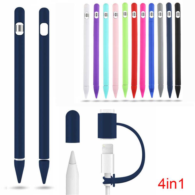 4-in-1 Silikon Pensil Cover Untuk Apple Pensil Generasi 1st Smart Stylus Pelindung Case Aksesoris Untuk Apple Pencil 1cover