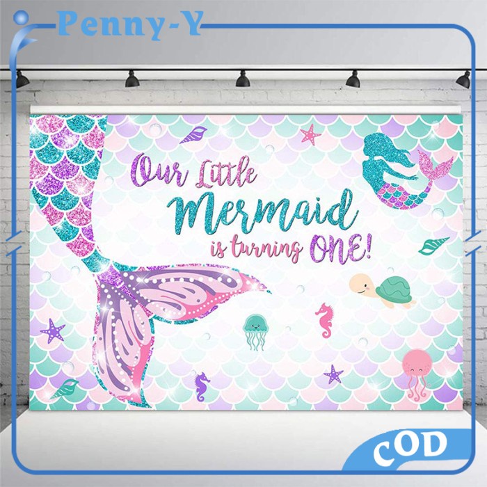 *$*$*$*$] Mermaid Banner 150x100 cm Mermaid Backdrop Spanduk Ulang Tahun
