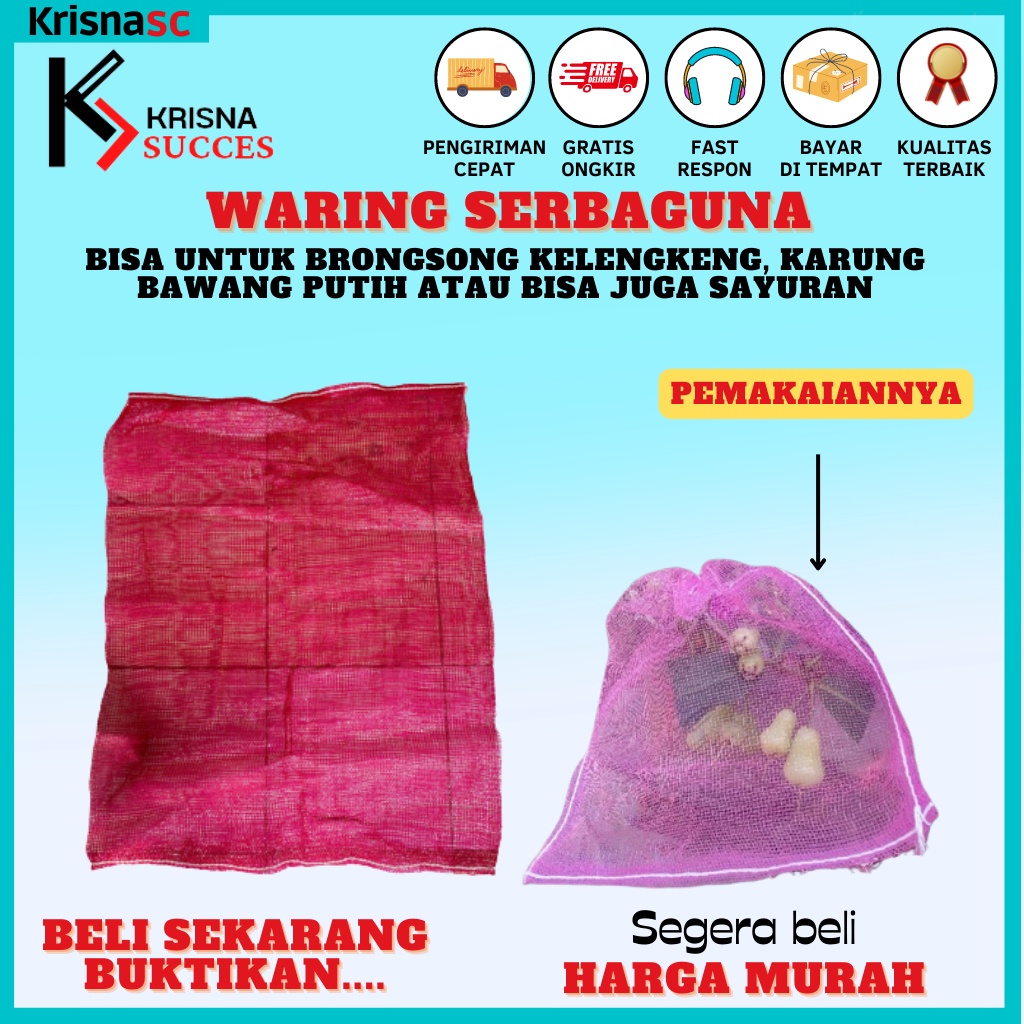 Jual Karung Bawang Jaring Waring Pembungkus Buah Kelengkeng Ukuran 10