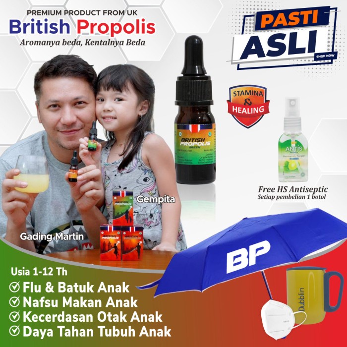 Obat Flu Batuk Demam British Propolis Green Anak Usia 1-12 tahun