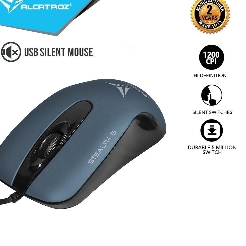 Dijamin Senang Alcatroz Silent Mouse Wired Stealth 5 [ 2 Tahun Garansi Resmi ][ Product Of Singapore