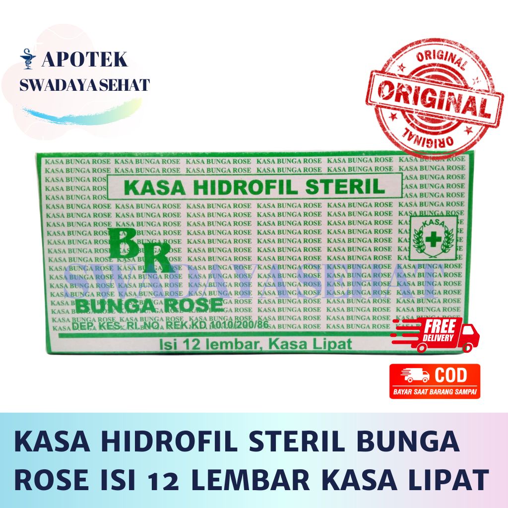 KASA HIDROFIL HEXA HUSADA BUNGA ROSE BR 16 X 16 CM Kain Kassa Box Hidrophile ISI 12 Hexahusada P3K