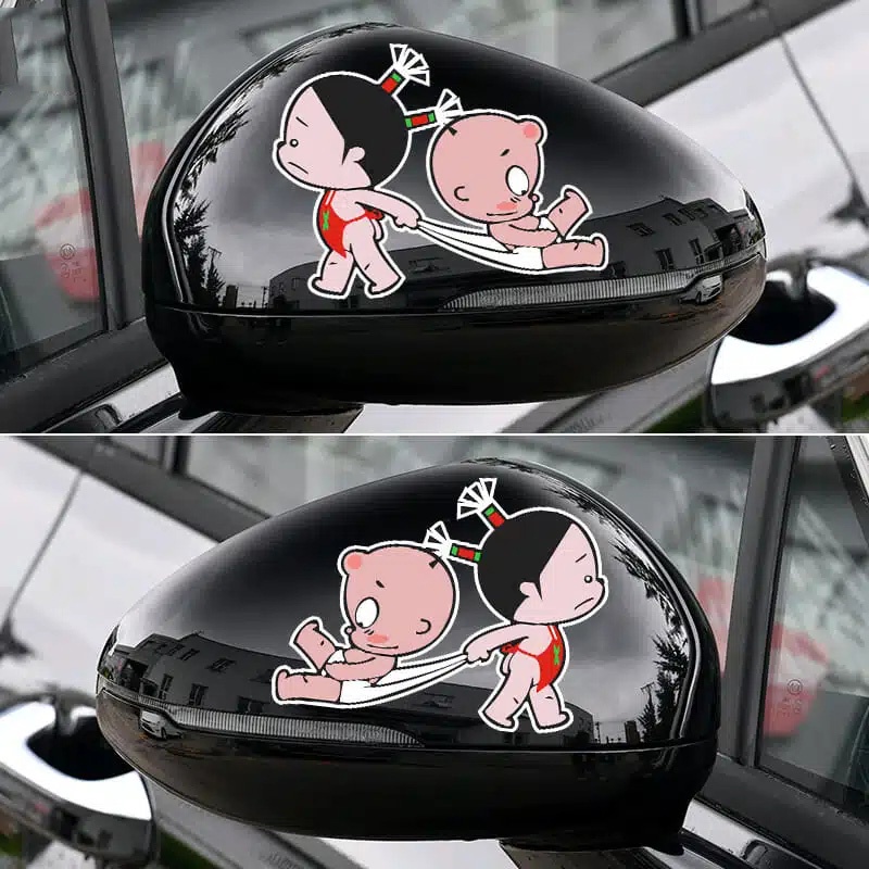 Stiker Hias Spion Mobil Kartun Stiker Mobil Kepribadian Kreatif Indah Tahan Air Tabir Surya Tahan Gores Stiker