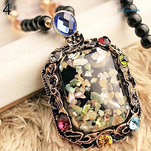 [LS] Colorful Shell Faux Opal Statement Bib Pendant Kalung Rantai Hadiah