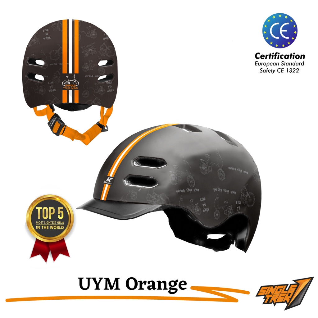 Helm Sepeda Singletrek1 CitiBike Teringan no.1 di DUNIA HBR UYM ORANGE