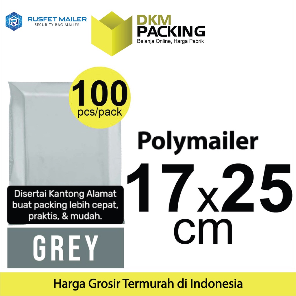 

Polymailer 17 x 25cm PACK LIGHT GREY ABU-ABU Amplop Plastik Packing Olshop PREMIUM TERMURAH