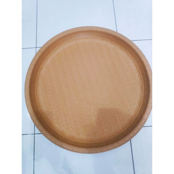 [ ⭐FREE ONGKIR⭐ ] Tempeh plastik tebal Nampan loyang baki bulat besar motif rotan 55cm kualitas warna soft DX