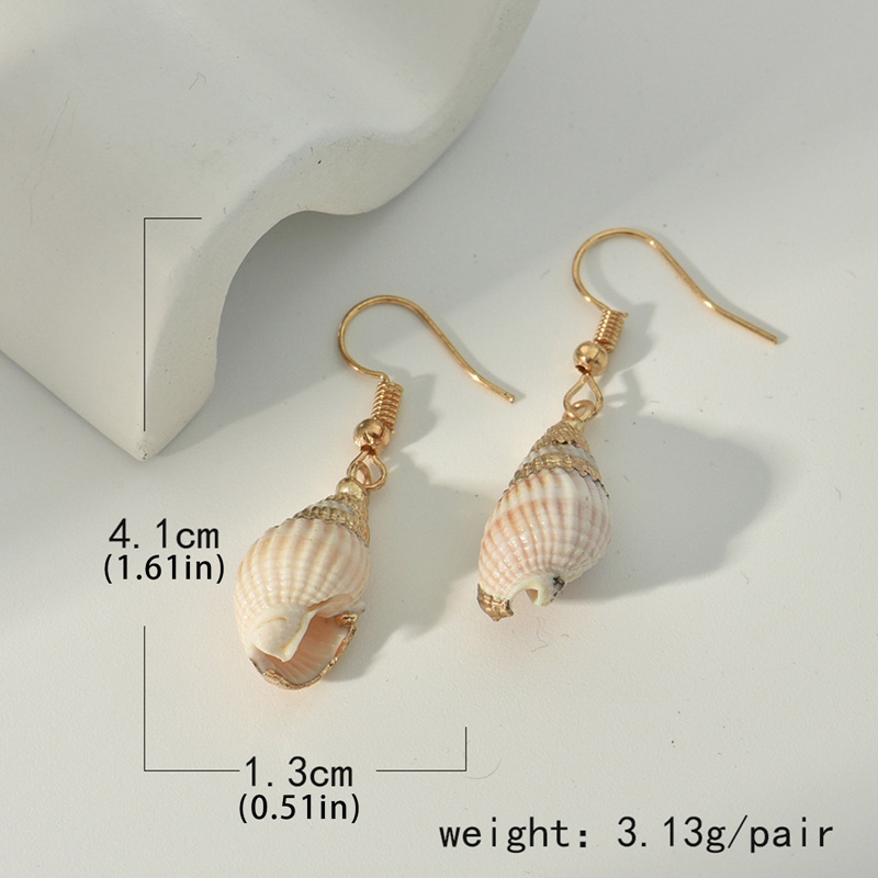 Fancyqube Anting Shell Keong Kepribadian Gaya Pantai Dua Warna Anting Shell Keong Wanita Anting Fashion Korea Untuk Wanita