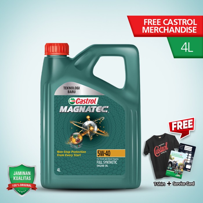 Oli Mesin Mobil Castrol MAGNATEC 5W-40 Kemasan 4L Free Castrol T-Shirt