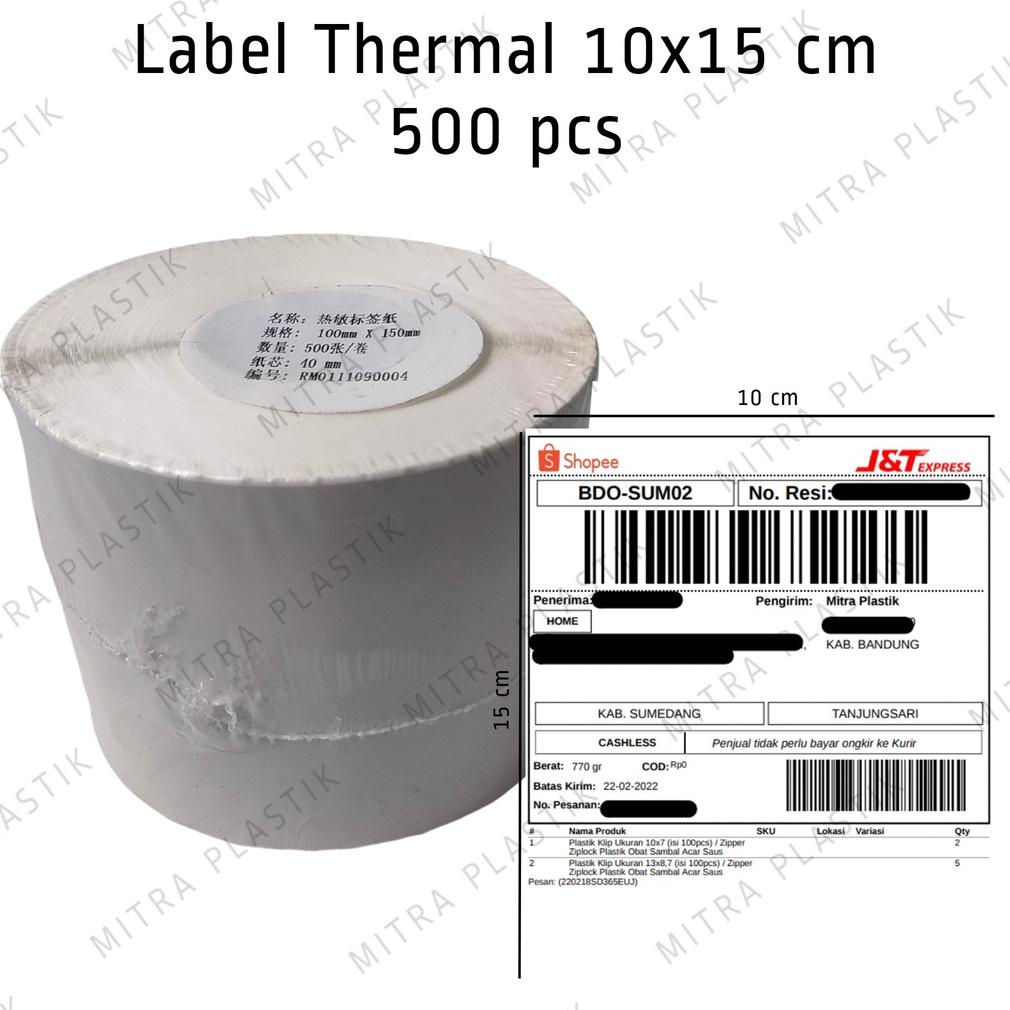 

KERTAS THERMAL LABEL 100 X 150 MM ISI 500 PCS STIKER BARE RESI 4" X 6" A6 TERLARISS...,,,,,