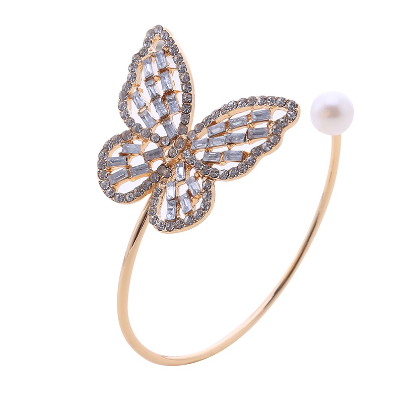 Fashion Open Insect Charm Butterfly Gelang Untuk Wanita Bangle Mutiara Imitasi Custom