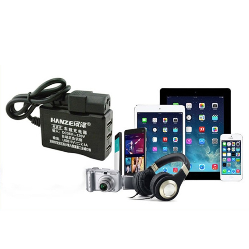 Zzz Charging Adapter DC36V 48V 72V 120V Ke 5V 2.1A Converter Untuk Ponsel Android iOS GPS E-Bike Sepeda Listrik 3port Char