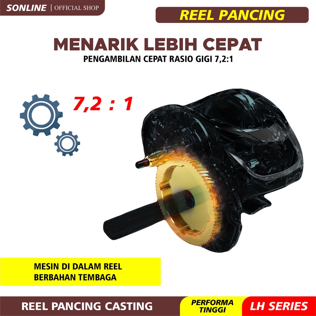 SONLINE Reel Pancing Premium Fishing Reel Baitcasting Reel Katrol Kerekan Fishing Reel LH - Putaran Kiri