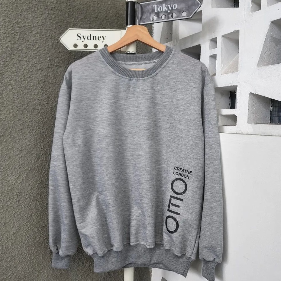 Sweatshirt Motif Tulisan OEO Basic Cewek Cowok Gaya Casual Simple