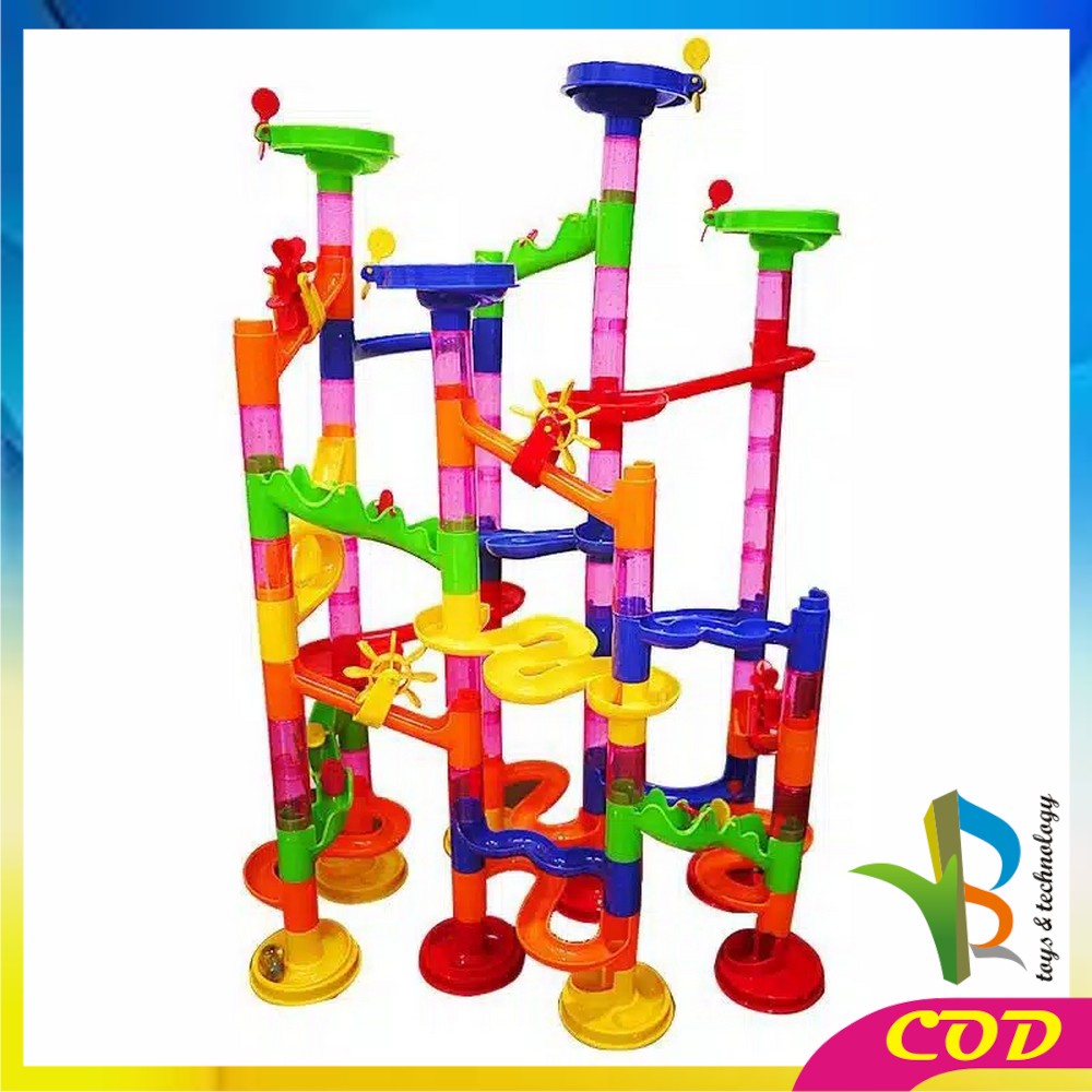 RB-M58 Mainan Marble Run Block 105PCS Mainan Anak DIY Seluncuran Jalur Kelereng / Track Marble Race