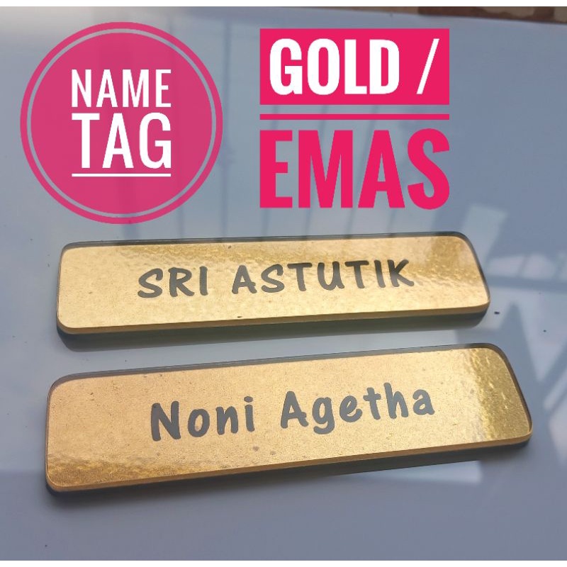 GOLD EMAS NAME TAG PAPAN NAMA DADA