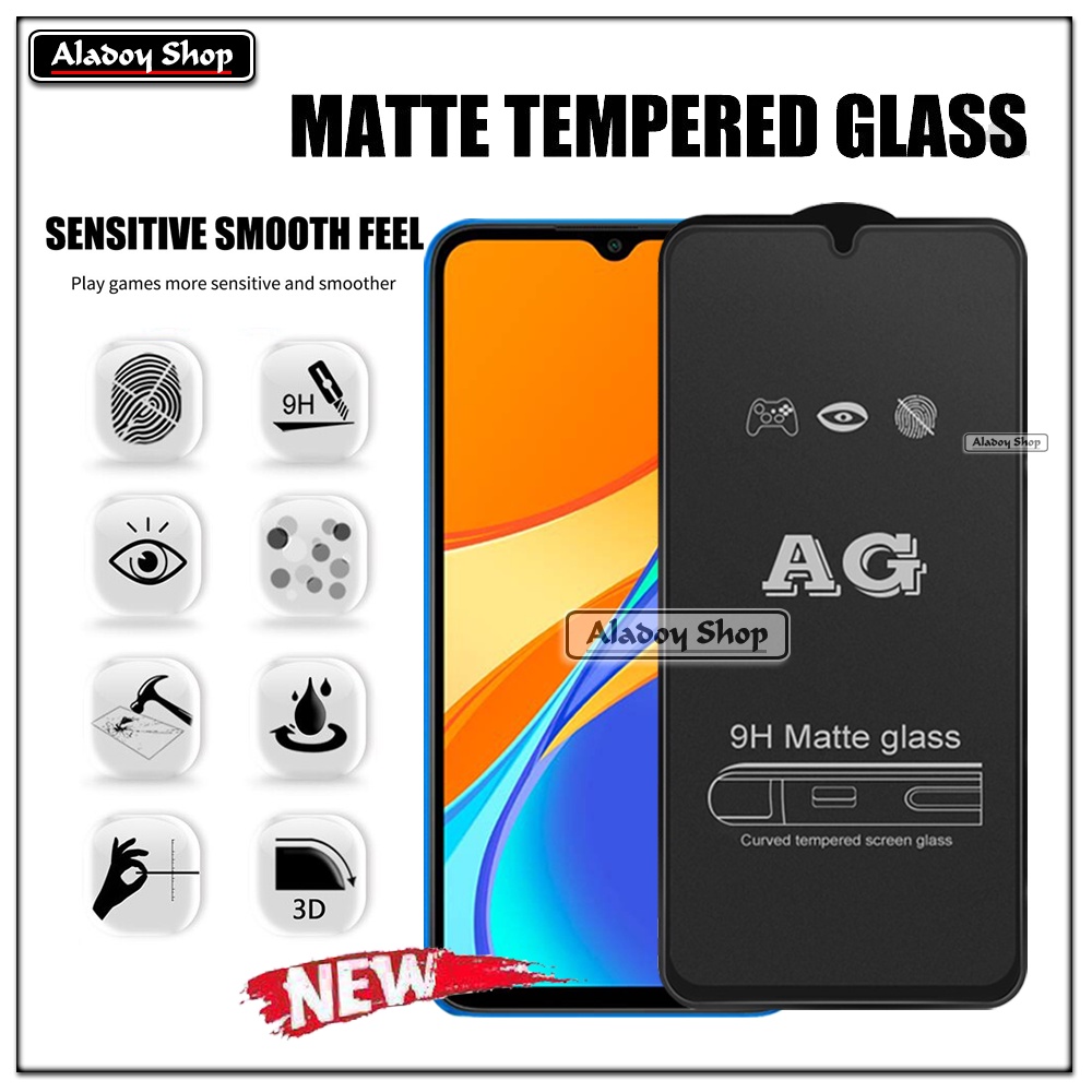 Paket 3IN1 Tempered Glass Layar Matte Anti Glare XIAOMI REDMI 9C Free Tempered Glass Camera dan Skin Carbon