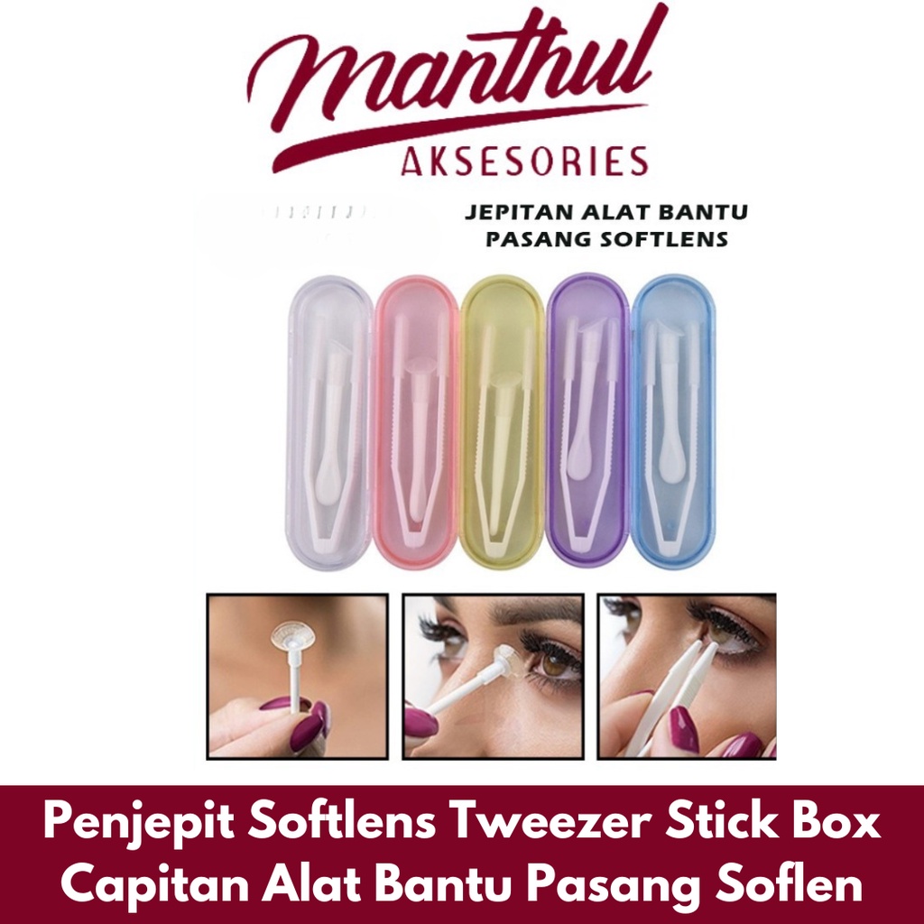 Penjepit Softlens Tweezer Stick Box Capitan Alat Bantu Pasang Soflen