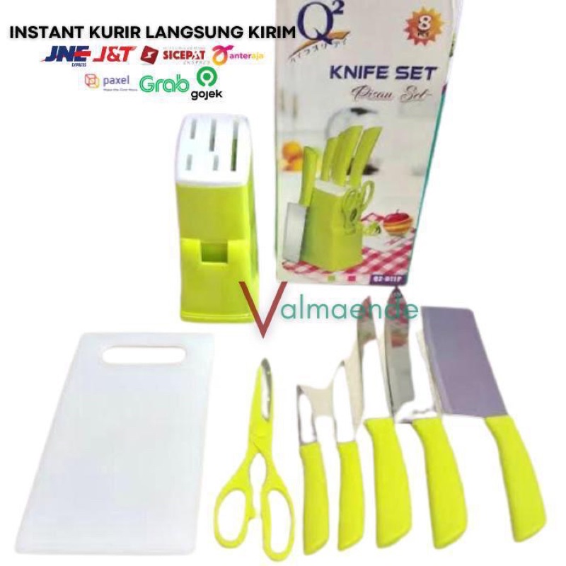 Pisau Set Dapur Pisau Daging Stainless Steel 8pcs Gunting Telenan Pisau Q2 011P