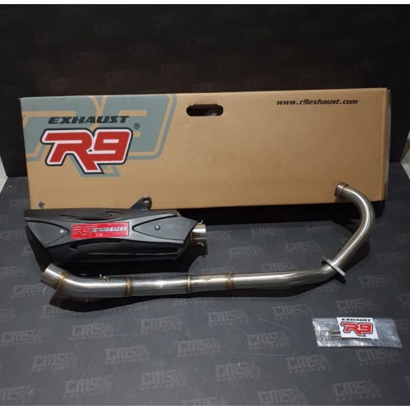 Knalpot R9 Misano SS series black Jupiter Mx King 150original