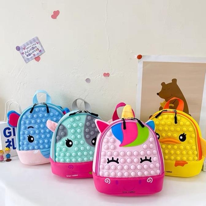 children pop it backpack bag tas ransel pop it anak cute color
