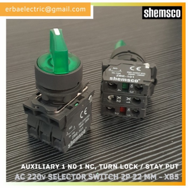 Terbaik Shemsco XB5-AK123 Selector Switch LED 220v 2 Posisi 2P Lock Schneider Limited