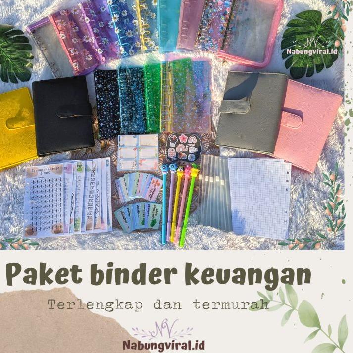 ⇃ A6 BINDER KEUANGAN / MONEY BINDER / Paket binder sinking fund / binder A6 / binder sequin daisy hologram / ziplock / zipper pocket ₲