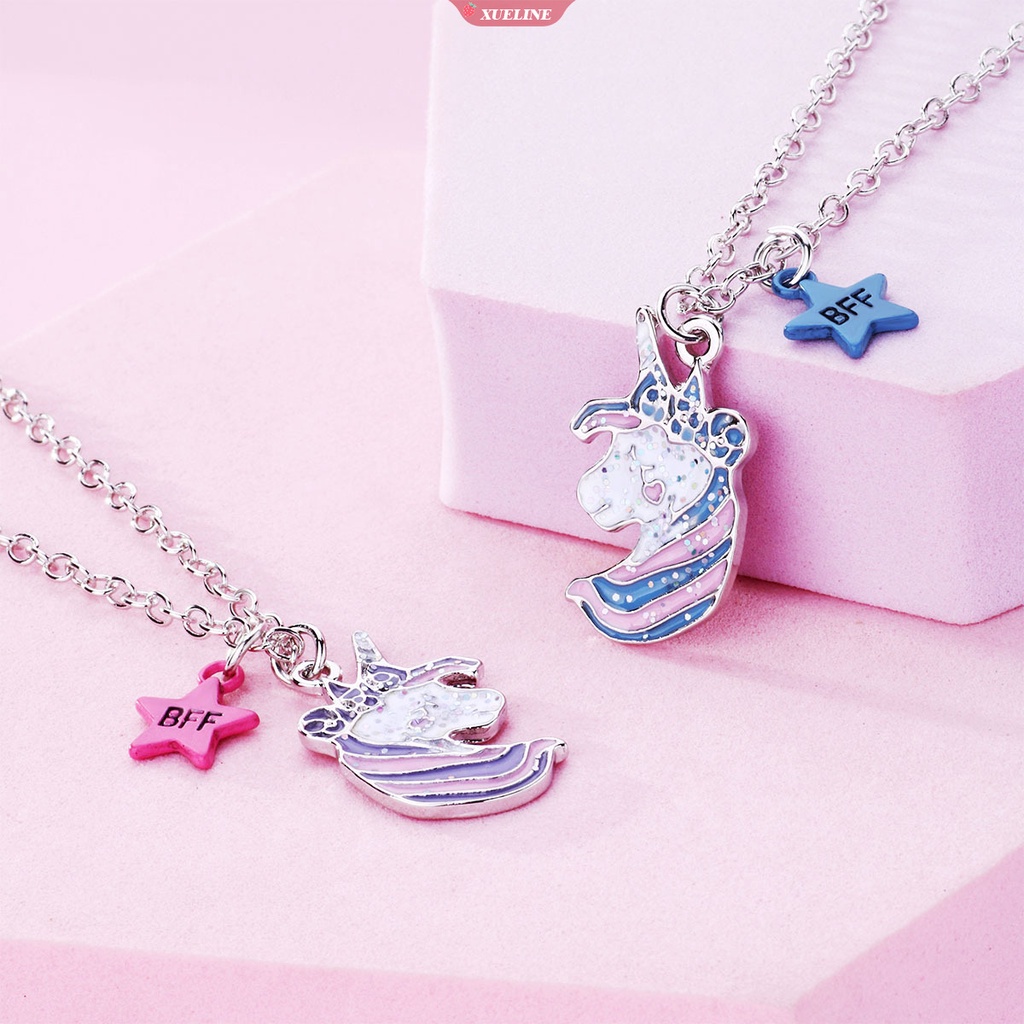 Fashion unicorn Kalung Mewah Kreatif Kuda Poni Kalung Kristal Perempuan Gadis Lucu Anak Kartun Hewan Perhiasan [ZXL]