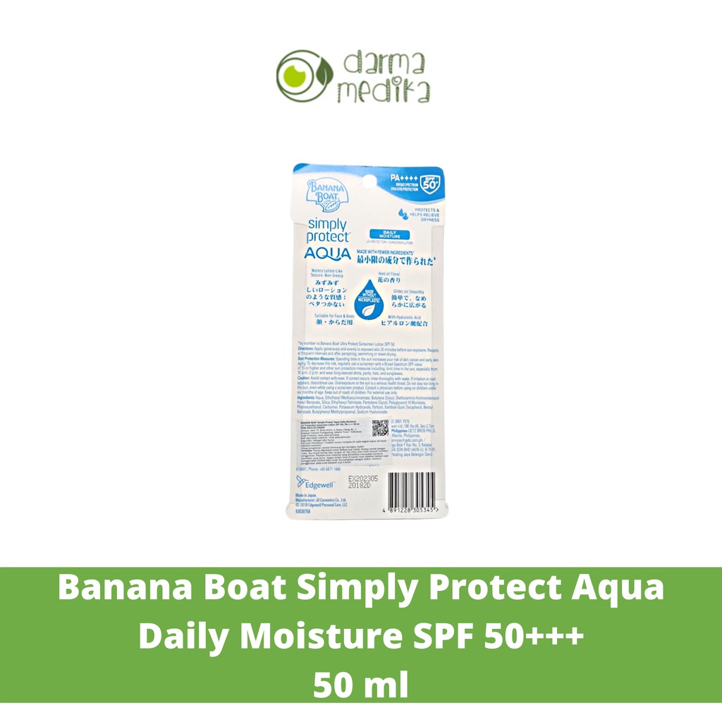 Banana Boat Simply Protect Aqua Daily Moisture Sunscreen Lotion SPF 50PA+++ 50 ml 50ml