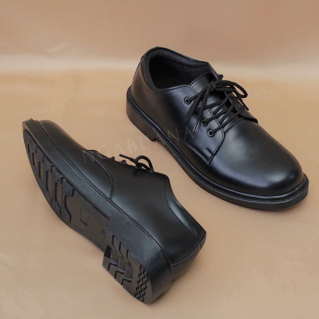 NGABUANA Sepatu Pantofel Kerja Formal Casual Black Doff Size 38-47