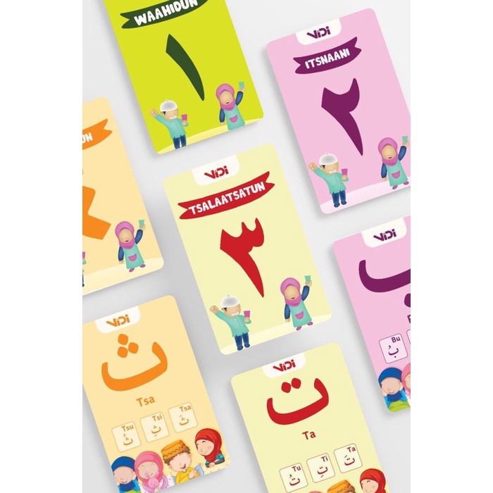 Card Flashcard Hijaiyah Huruf Angka - Konsep Vidi Kartu Pintar Edukasi Anak