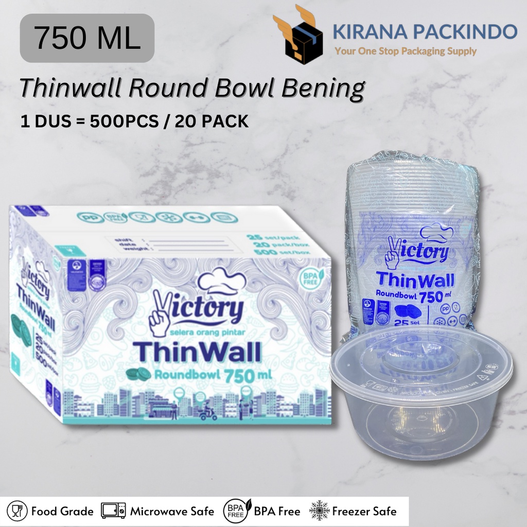[DUS] Thinwall Victory 750ML Round Bowl (Bulat) - Food Container Kotak Makan 750 ml