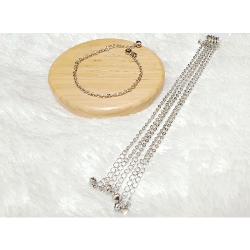 VKT06. Gelang tangan Nori motif silver dewasa lapis emas