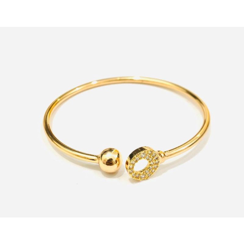 gelang tangan wanita dewasa titanium lapis emas motif polos