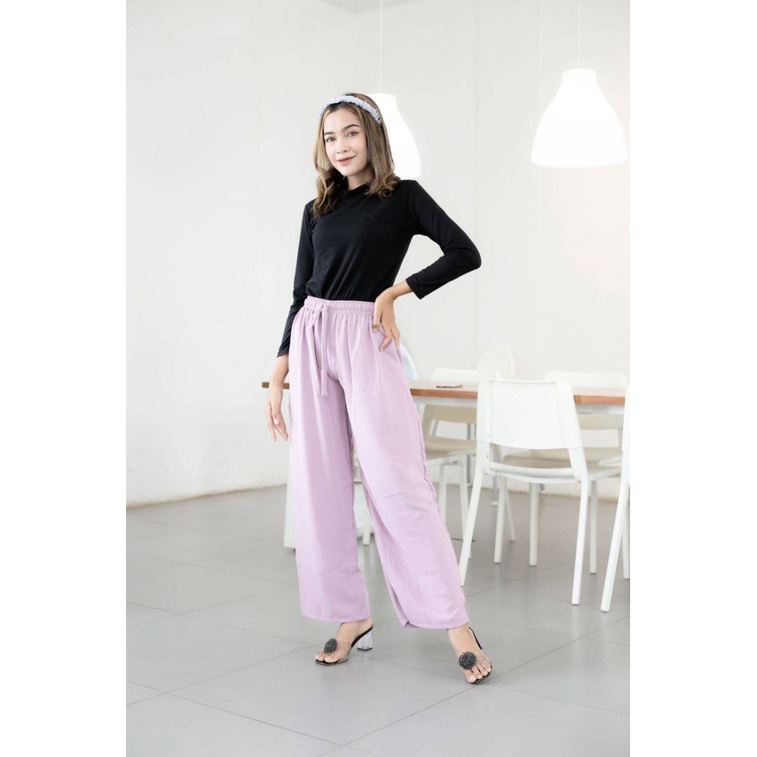 Celana Kulot Pants Wanita Polos Crinkle Airflow Premium Highwaist Cullote Pants