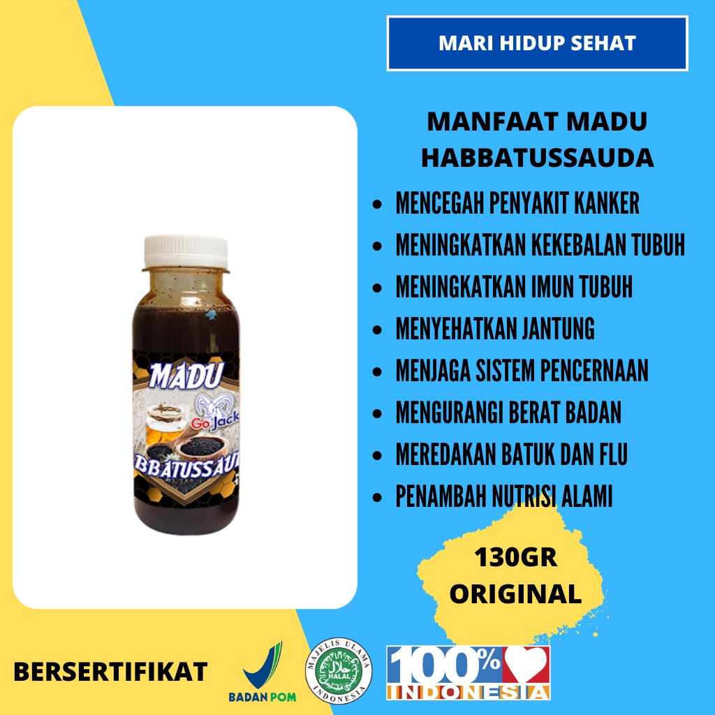 

Madu Pencegah Kanker / Madu Habbatussauda / Jintan Hitam Go Jack 130 Gram
