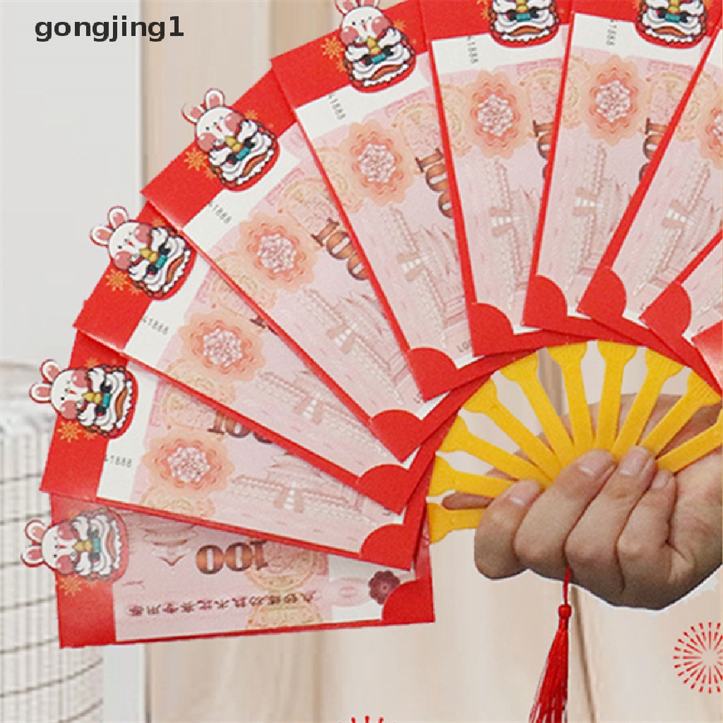 Ggg 2023tahun Baru Kreatif Amplop Merah Bentuk Kipas Hongbao Festival Musim Semi Cina Saku Merah Harapan Terbaik Keberuntungan Kantong Uang Hadiah Tas ID