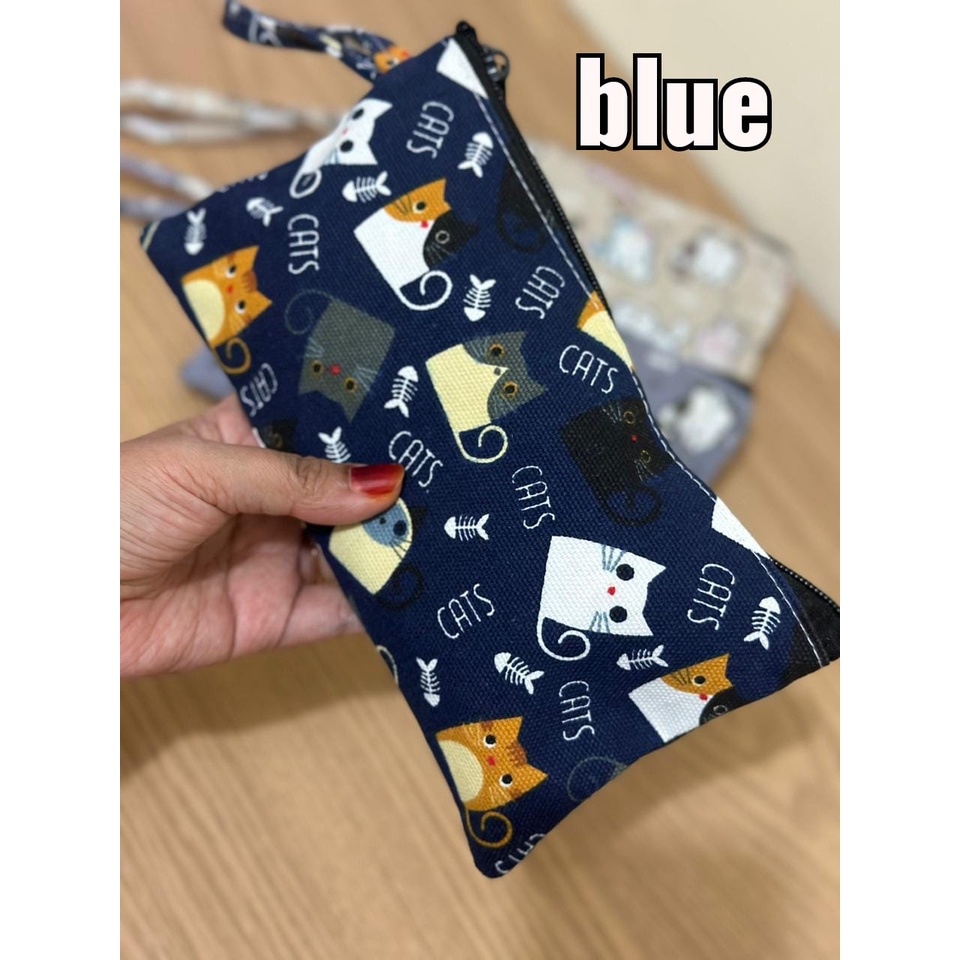 Pouch Tempat Pensil Motif Lucu Dompet Serbaguna Kanvas Tali Handle Bag Lucu Mini Murah Dengan Resleting Pouch Serbaguna Motif Bahan Kanvas Zipper Dengan Tali